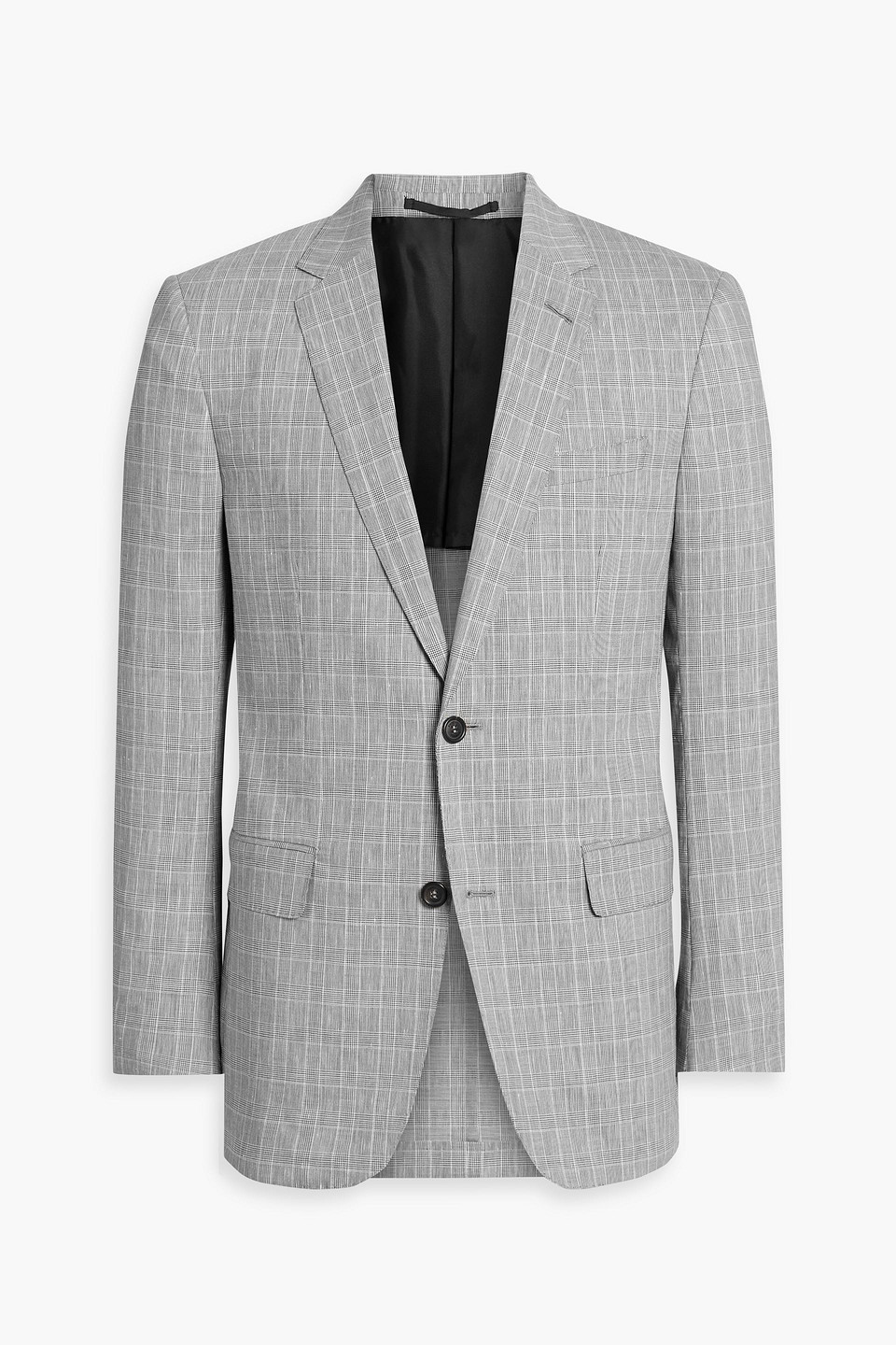 dunhill - prince of wales checked wool, linen and silk-blend suit jacket - gray - it 50