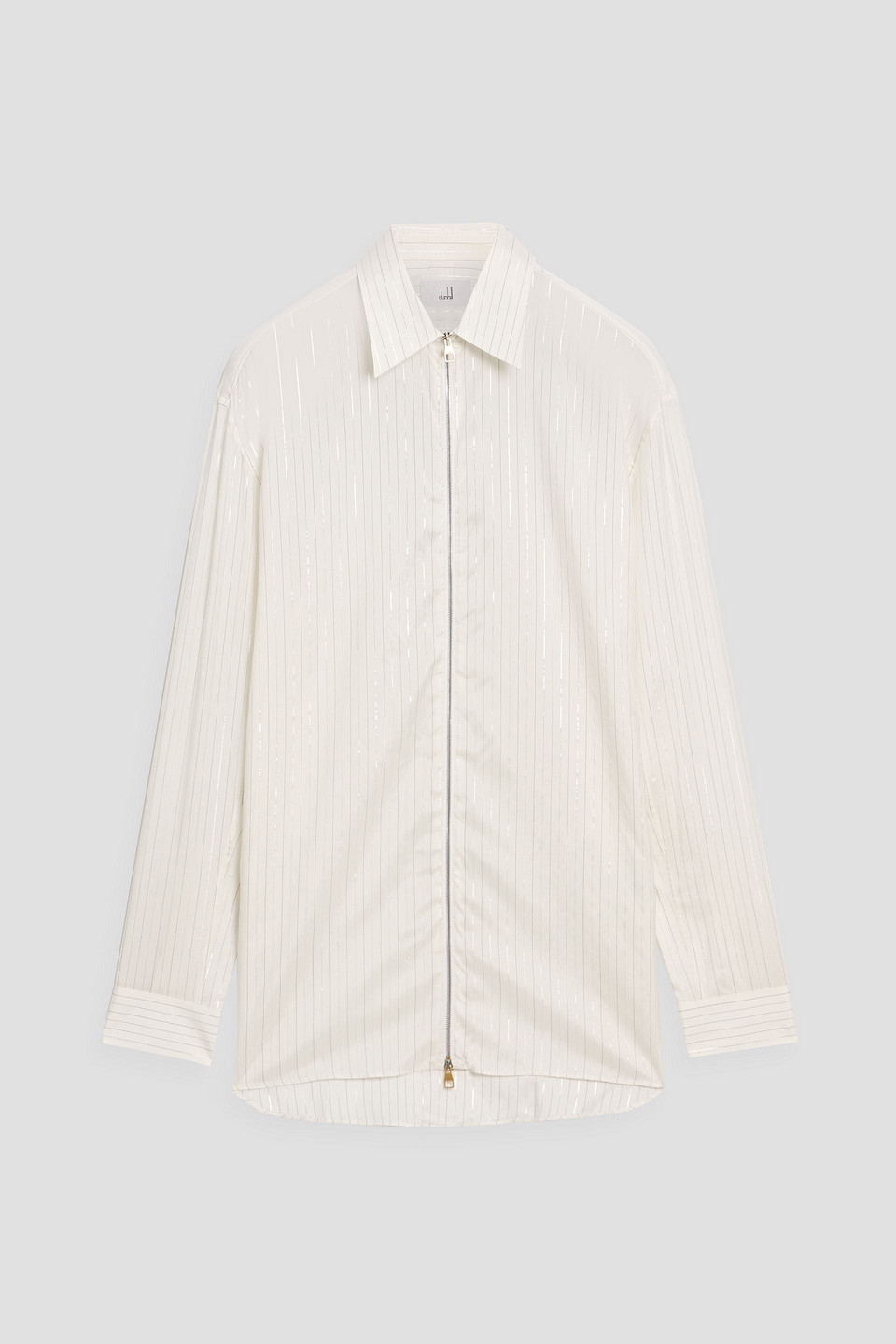 dunhill - metallic striped silk-blend shirt - white - m