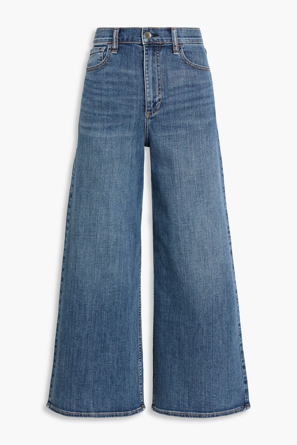 Rag & Bone Serena Cropped High-rise Wide Leg Jeans In Blue