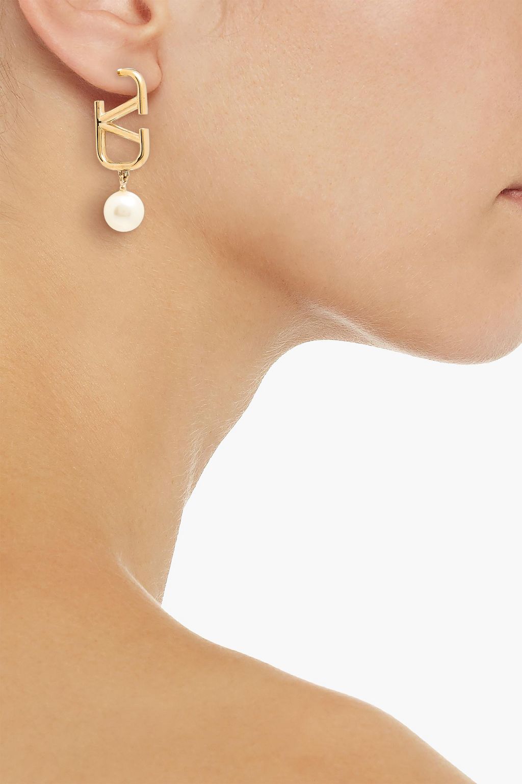 VALENTINO GARAVANI VLOGO gold-tone faux pearl earrings