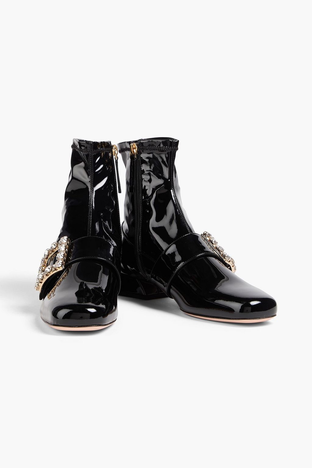 ROGER VIVIER Embellished patent-leather ankle boots