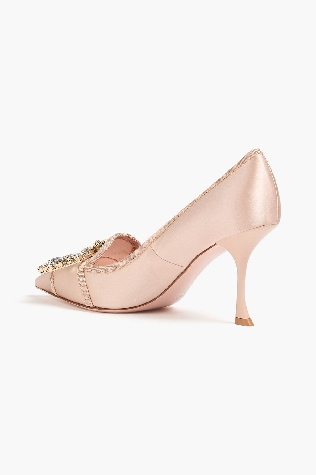 ROGER VIVIER Embellished grosgrain-trimmed satin pumps