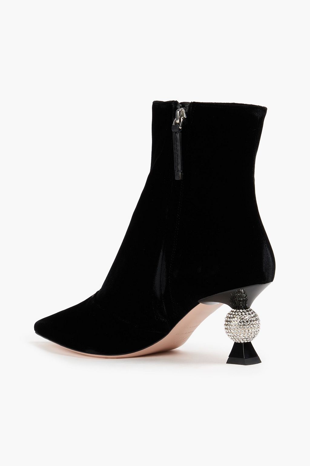 ROGER VIVIER Crystal-embellished velvet ankle boots