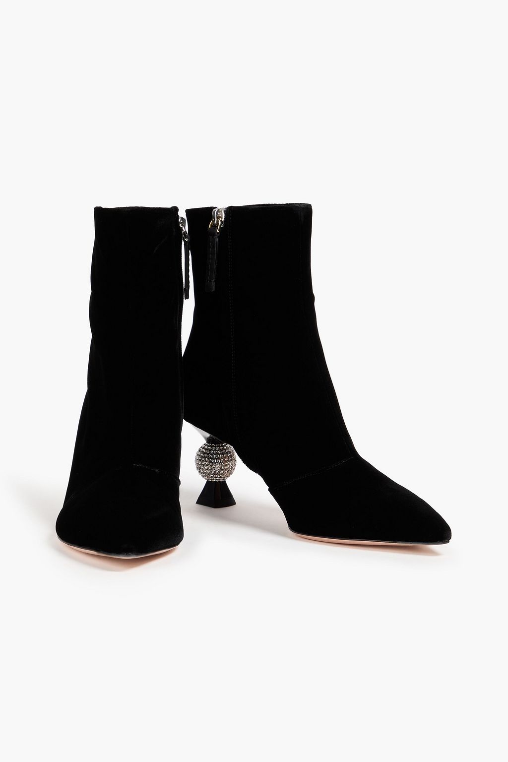 ROGER VIVIER Crystal-embellished velvet ankle boots