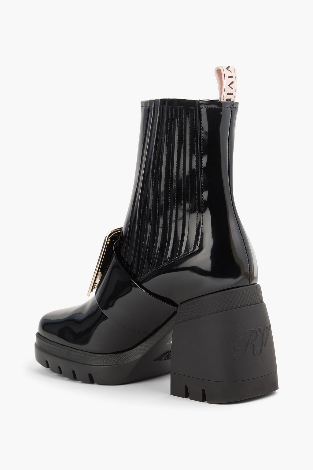 ROGER VIVIER Buckle-embellished patent-leather Chelsea boots
