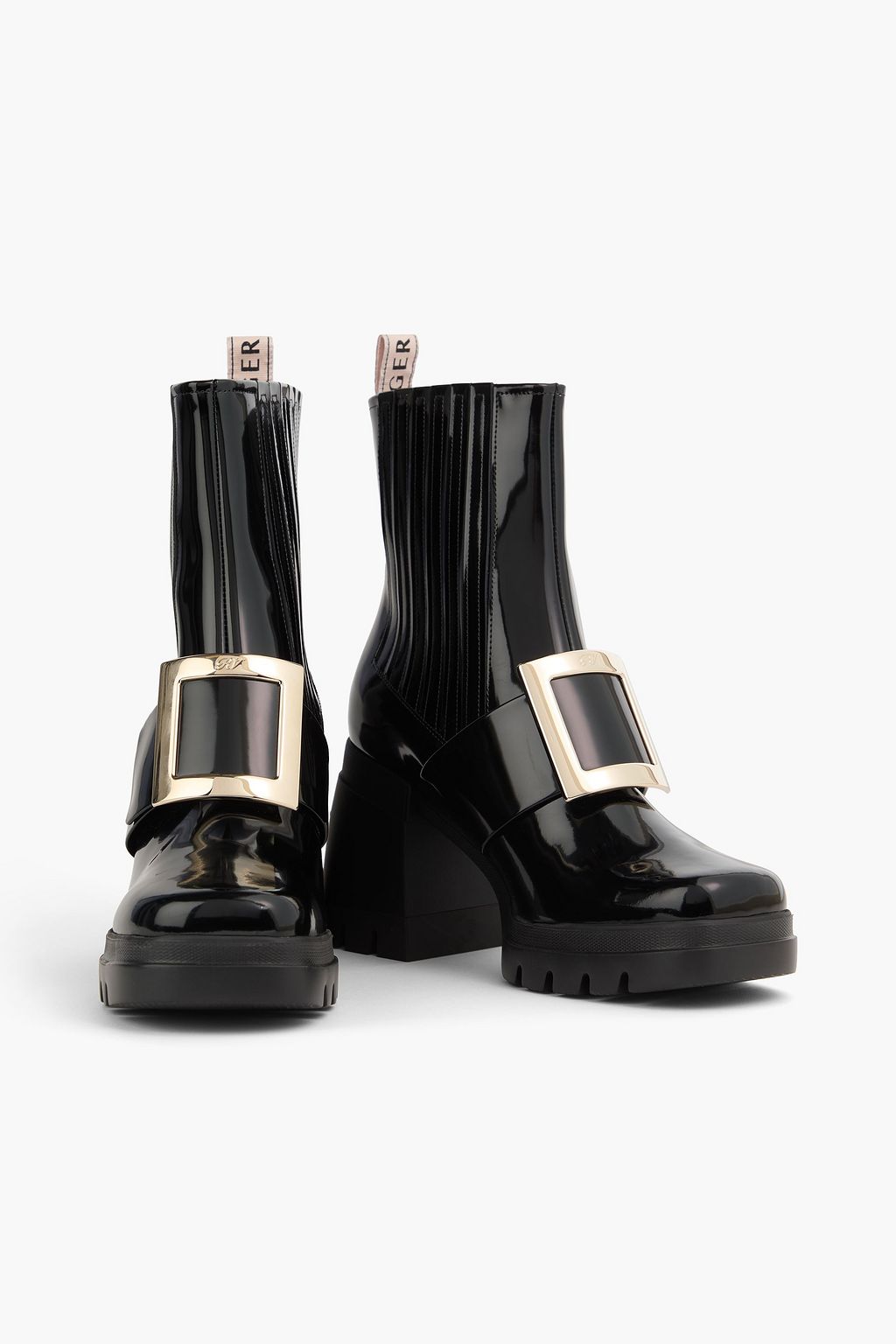 ROGER VIVIER Buckle-embellished patent-leather Chelsea boots