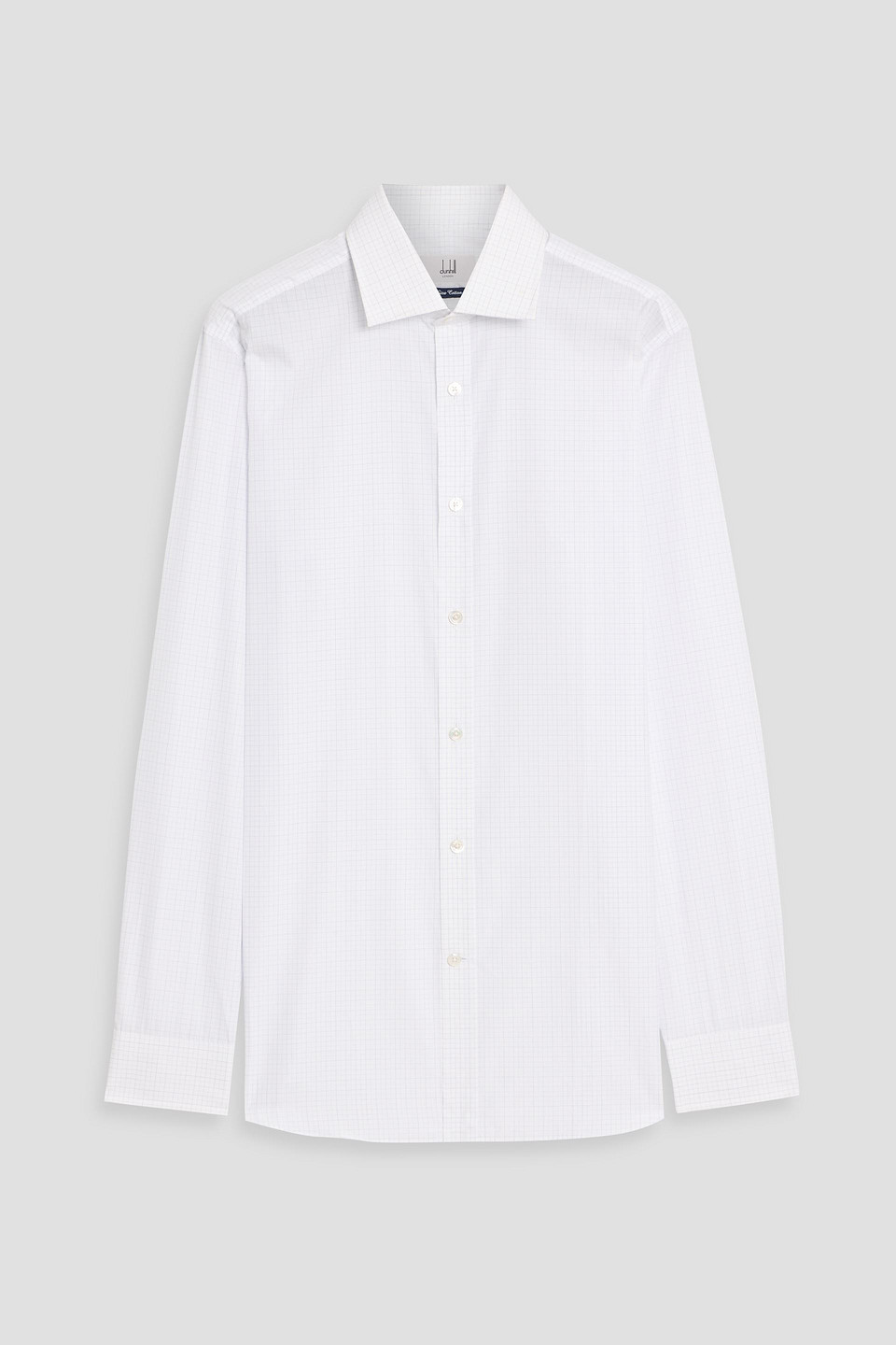 dunhill - checked cotton-poplin shirt - white - eu 45