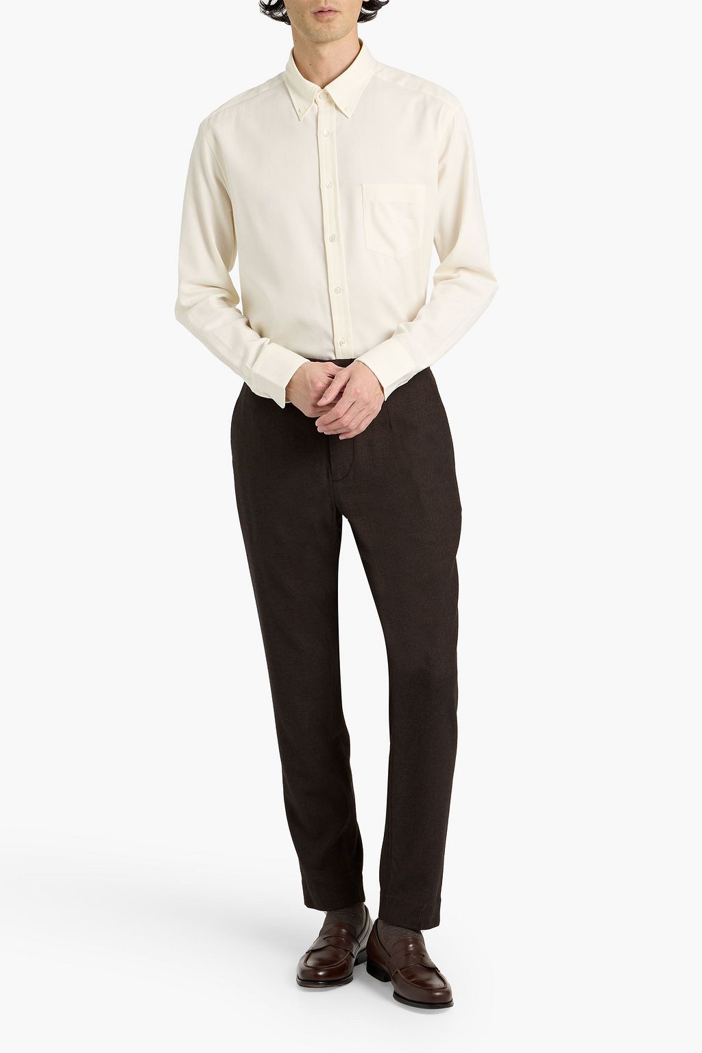 DUNHILL Cotton and wool-blend shirt