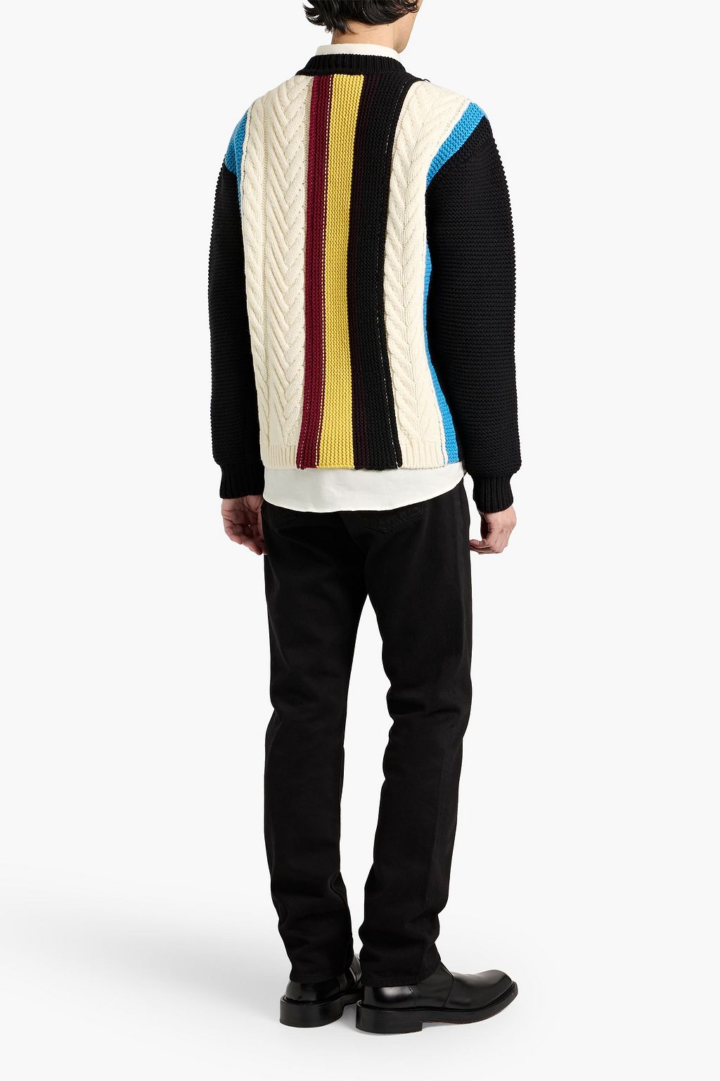 DUNHILL Striped cable-knit wool sweater