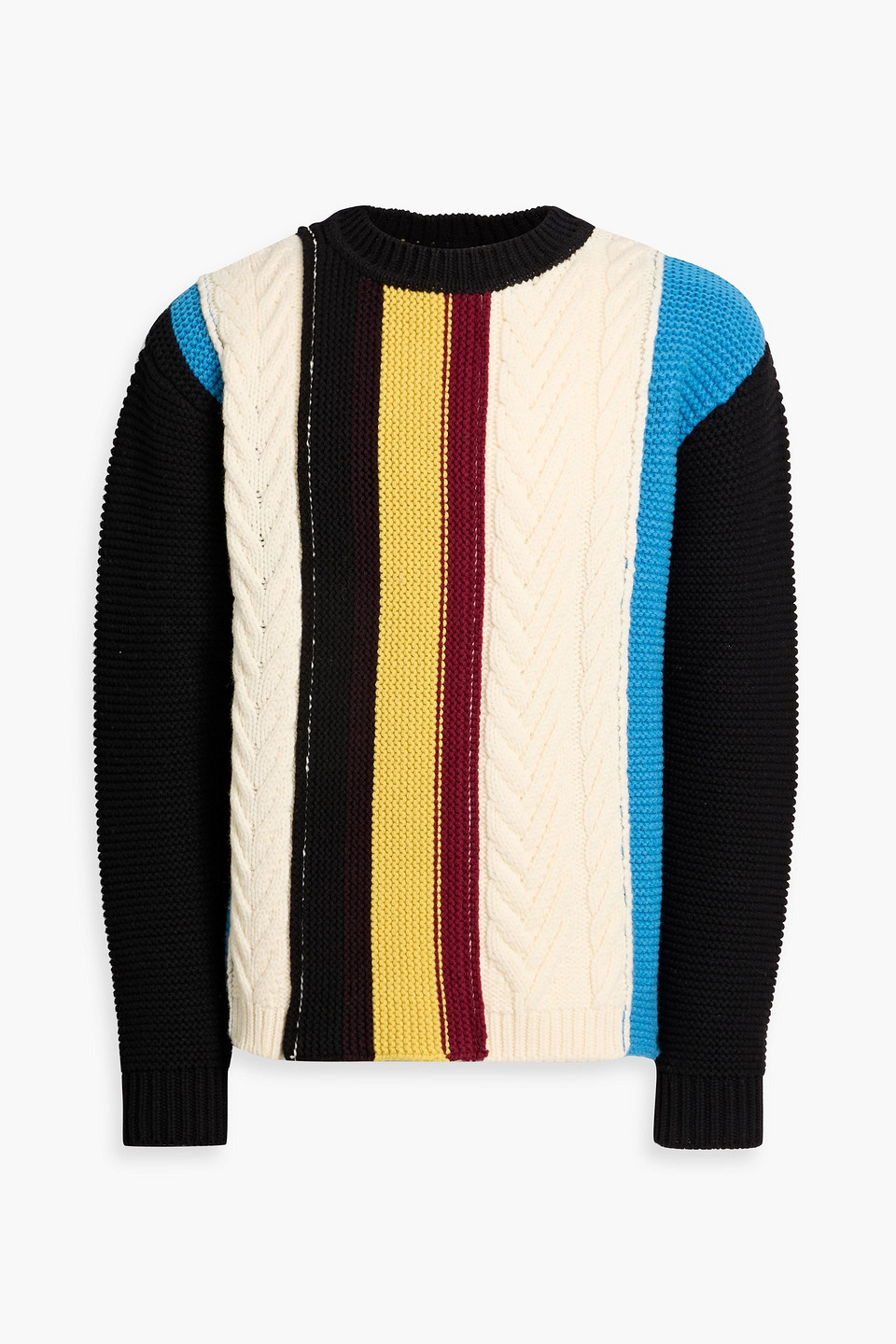 dunhill - striped cable-knit wool sweater - white - s