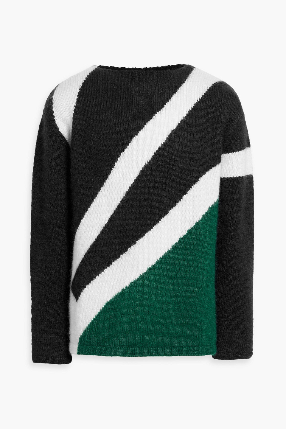 dunhill - striped jacquard-knit mohair-blend sweater - black - s