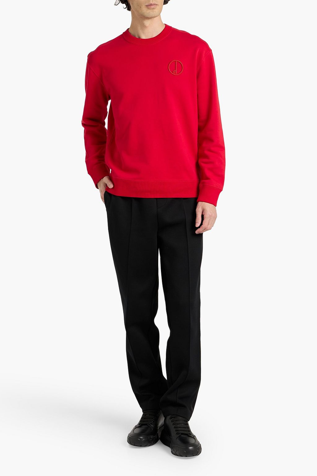 DUNHILL Embroidered French cotton-terry sweatshirt