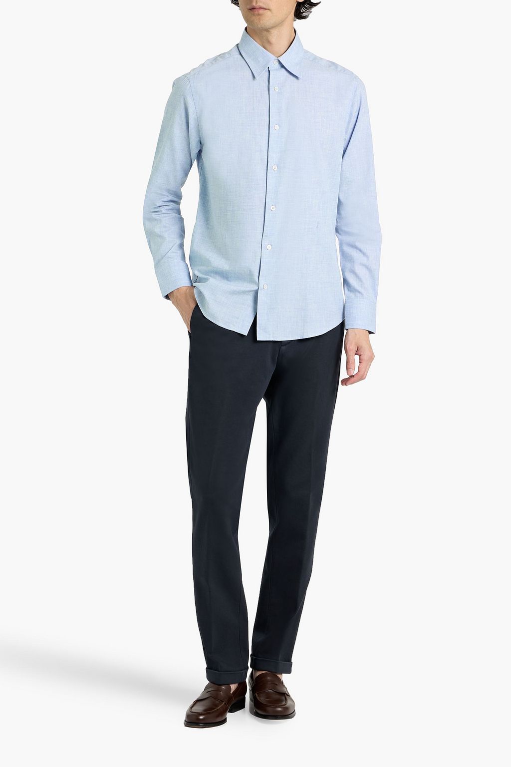 DUNHILL Cotton, cashmere and wool-blend shirt