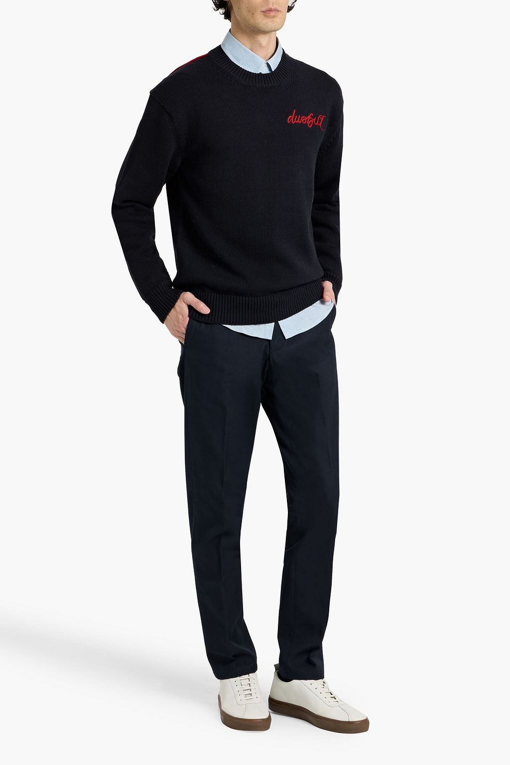 DUNHILL Tapered cotton and wool-blend twill chinos