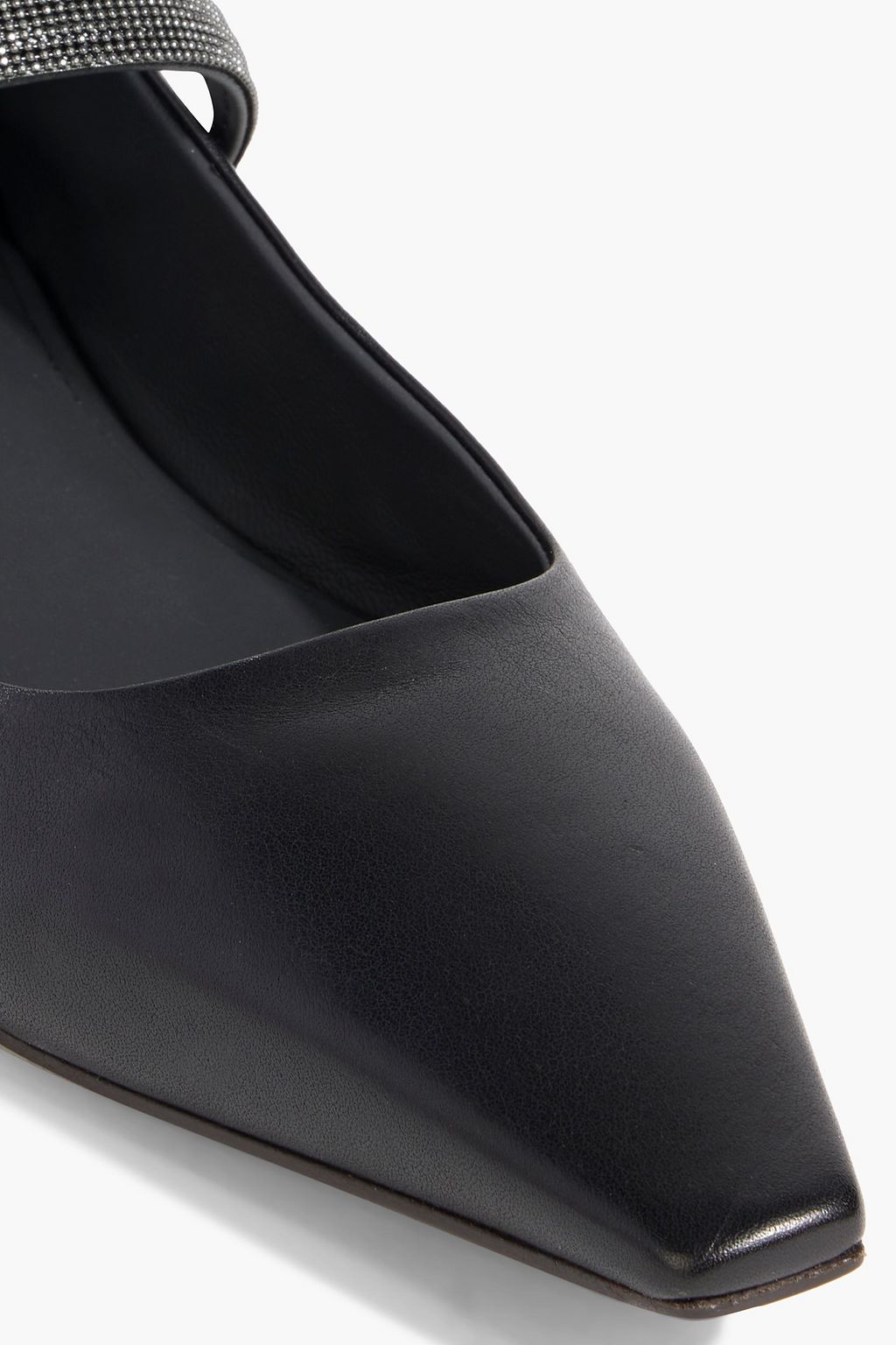 BRUNELLO CUCINELLI Bead-embellished leather Mary Jane flats