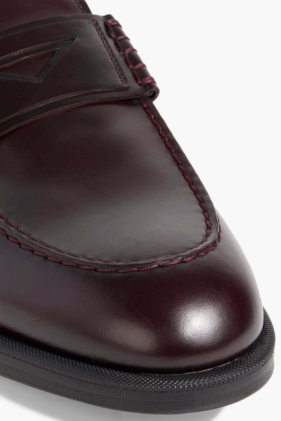 Dunhill College Leather Penny Loafers In Burgundy