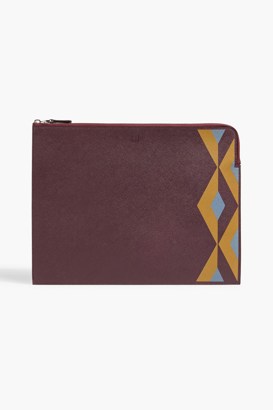 Dunhill Cadogan Printed Pebbled-leather Pouch In Burgundy