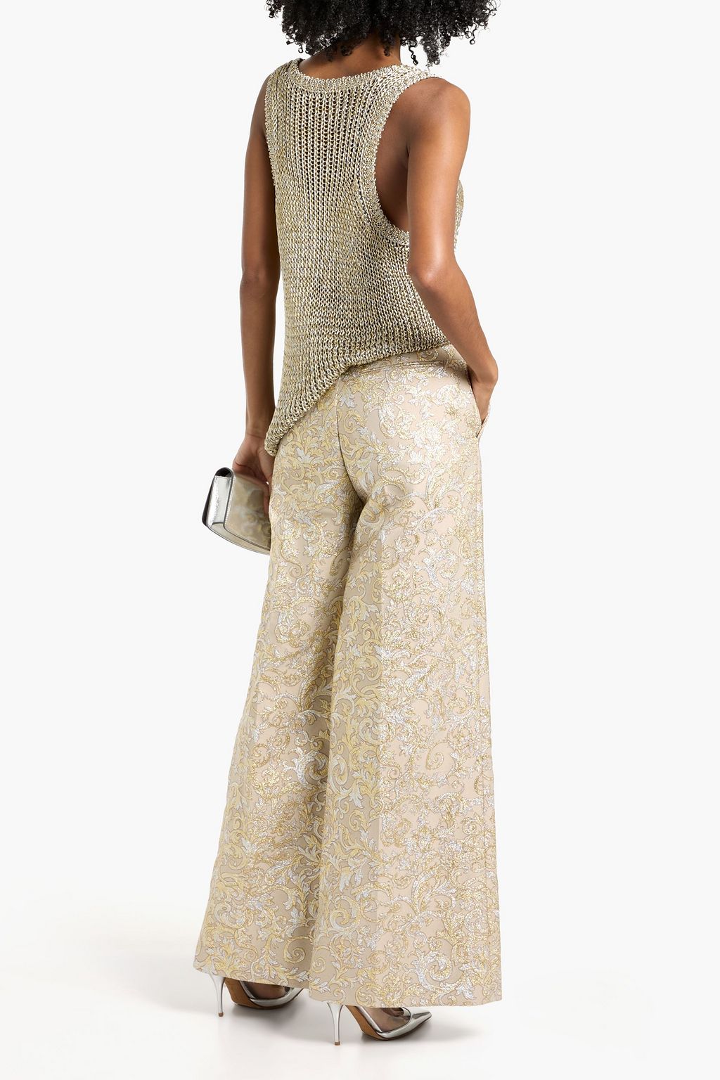 STELLA MCCARTNEY Metallic brocade wide-leg pants