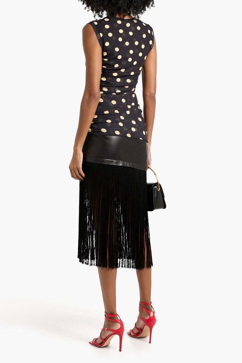 STELLA MCCARTNEY Ruched polka-dot mesh top