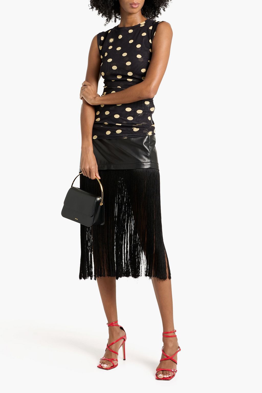STELLA MCCARTNEY Ruched polka-dot mesh top