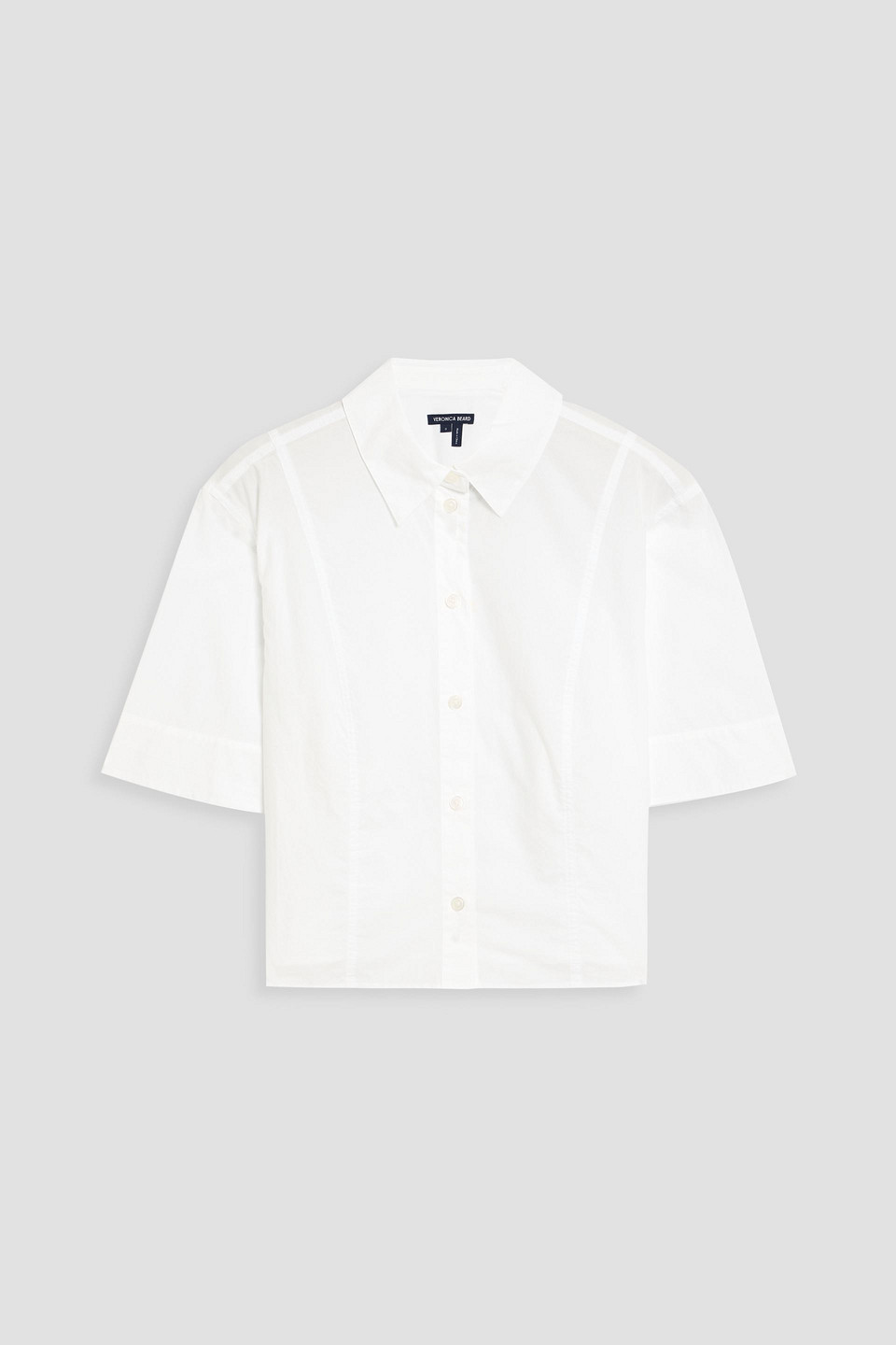 Veronica Beard Claire Cropped Cotton-poplin Shirt In White