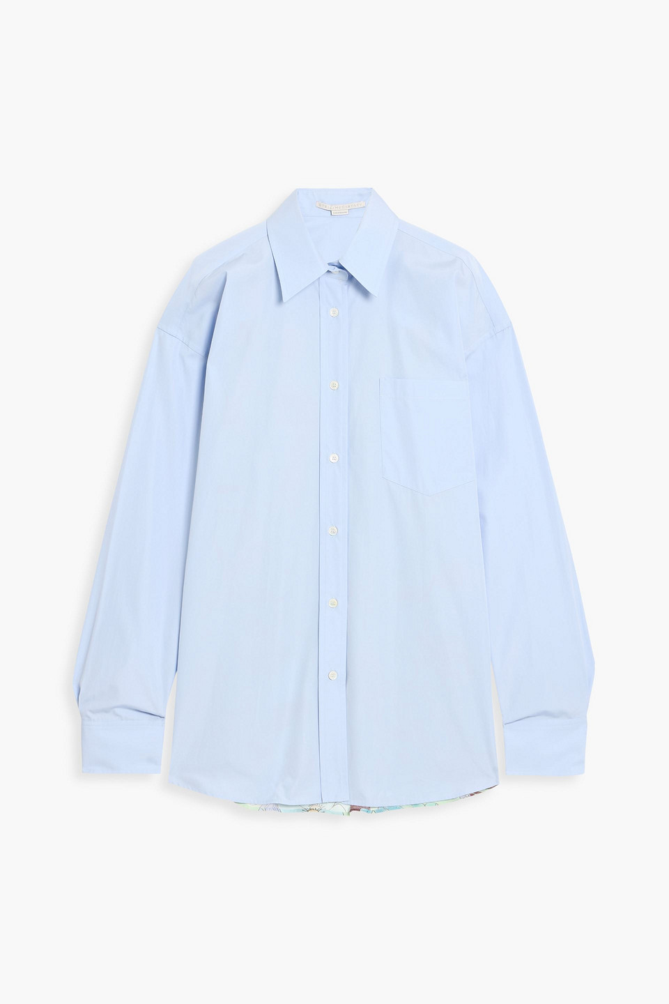 Stella Mccartney Floral-print Crepon-paneled Cotton-poplin Shirt In Blue