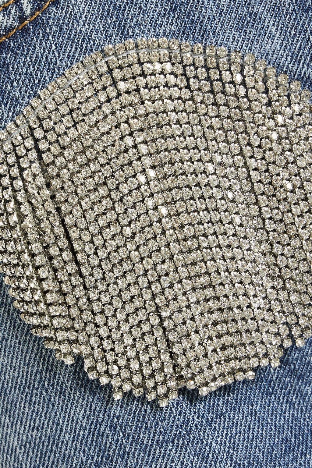 STELLA MCCARTNEY Crystal-embellished high-rise wide-leg jeans