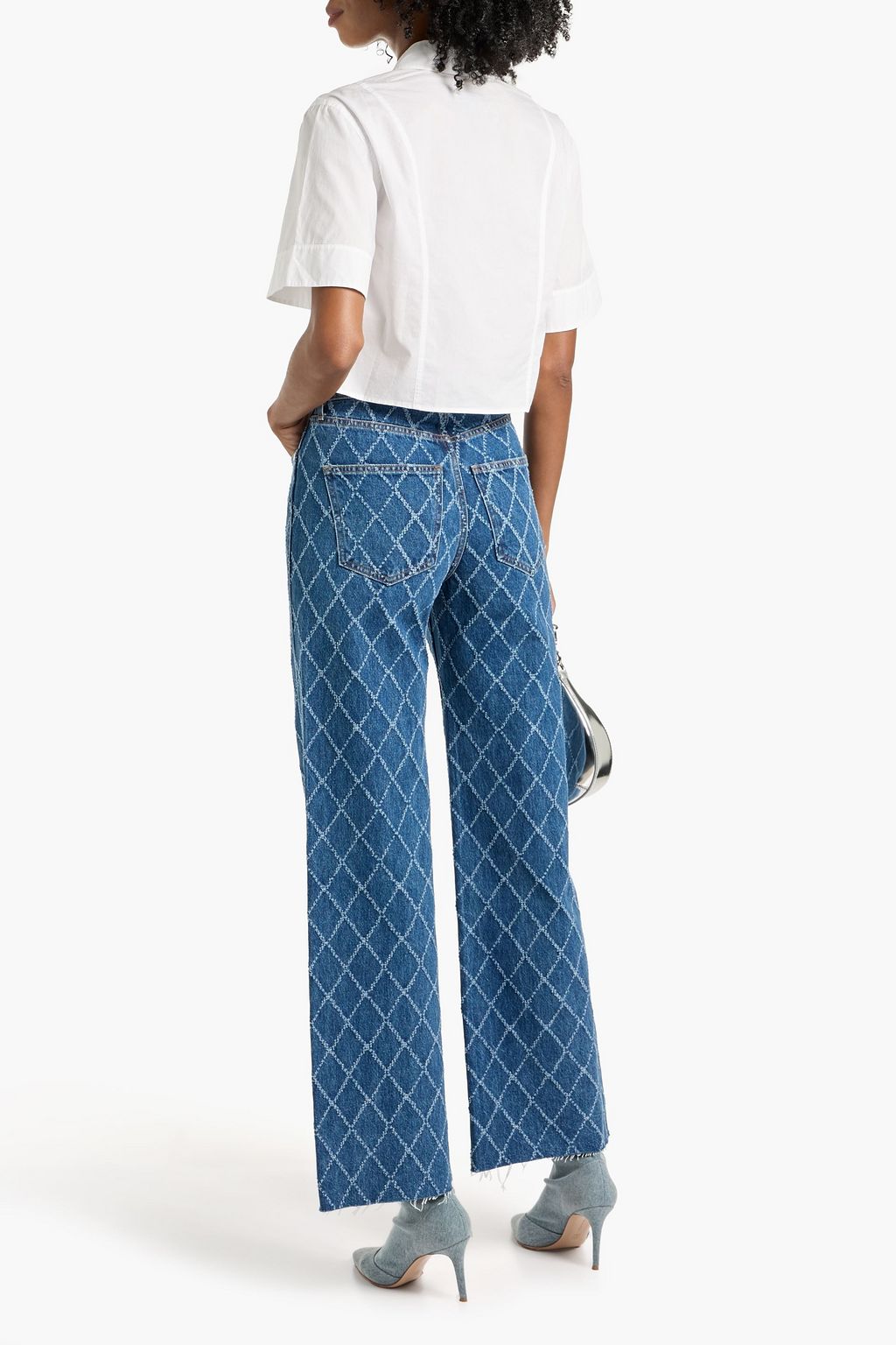 VERONICA BEARD Taylor frayed high-rise wide-leg jeans