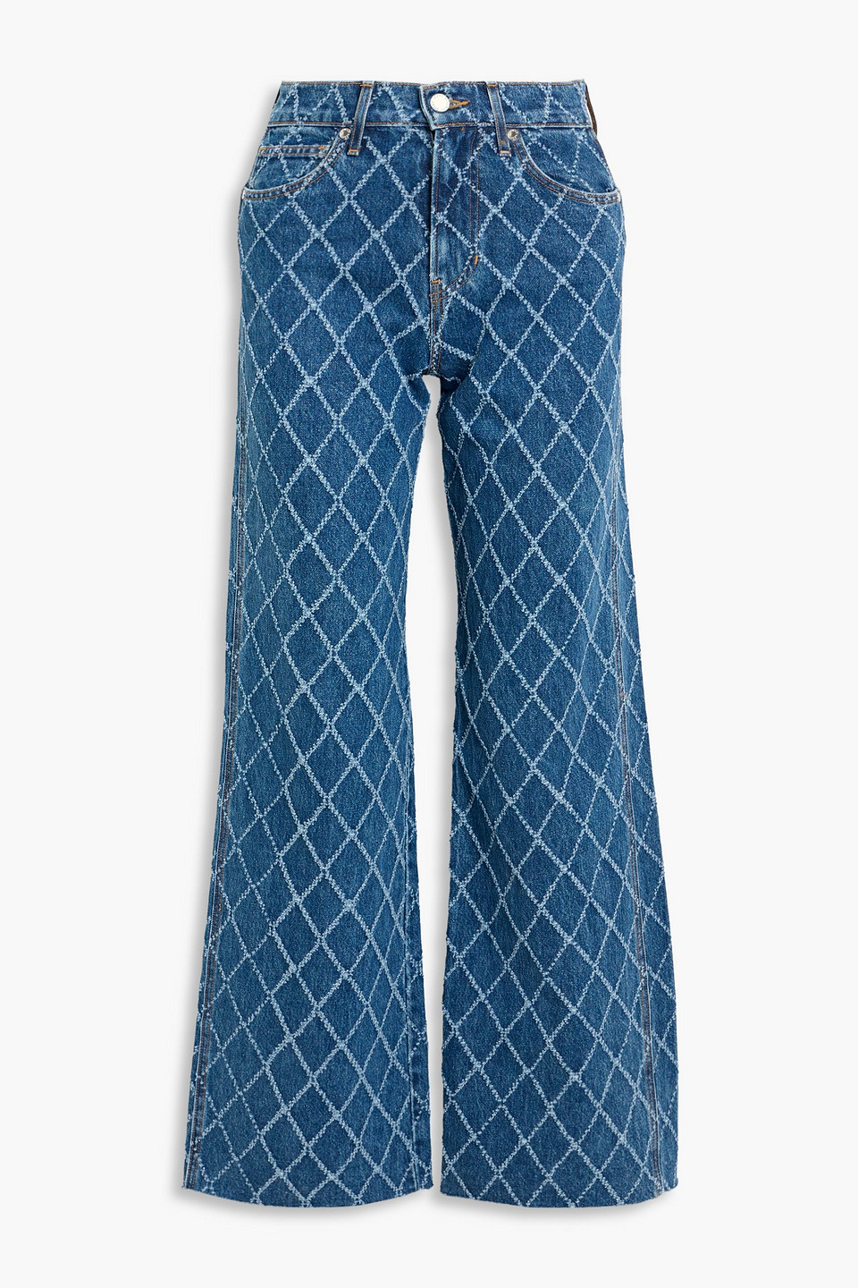 Veronica Beard Taylor Frayed High-rise Wide-leg Jeans In Blue