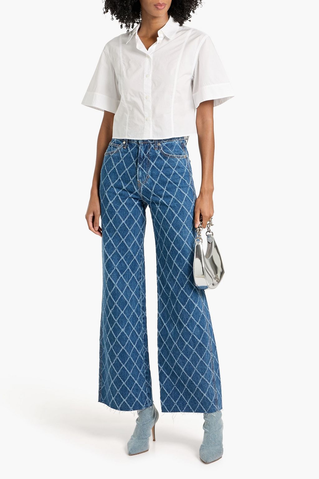 VERONICA BEARD Taylor frayed high-rise wide-leg jeans