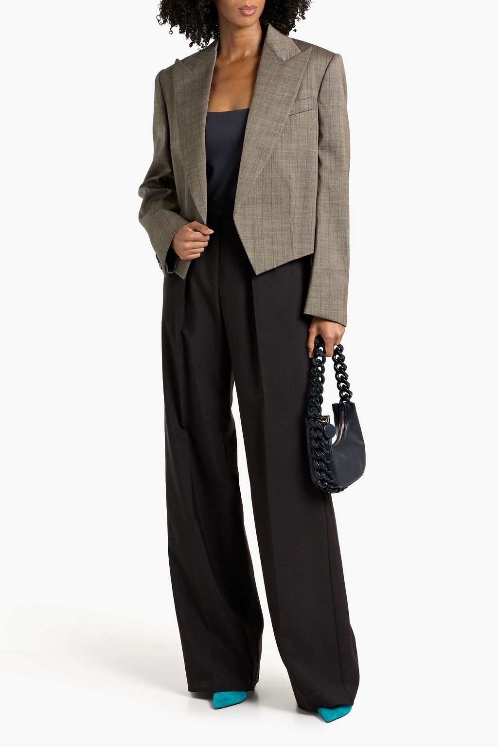 STELLA MCCARTNEY Asymmetric pinstriped wool-blend twill blazer