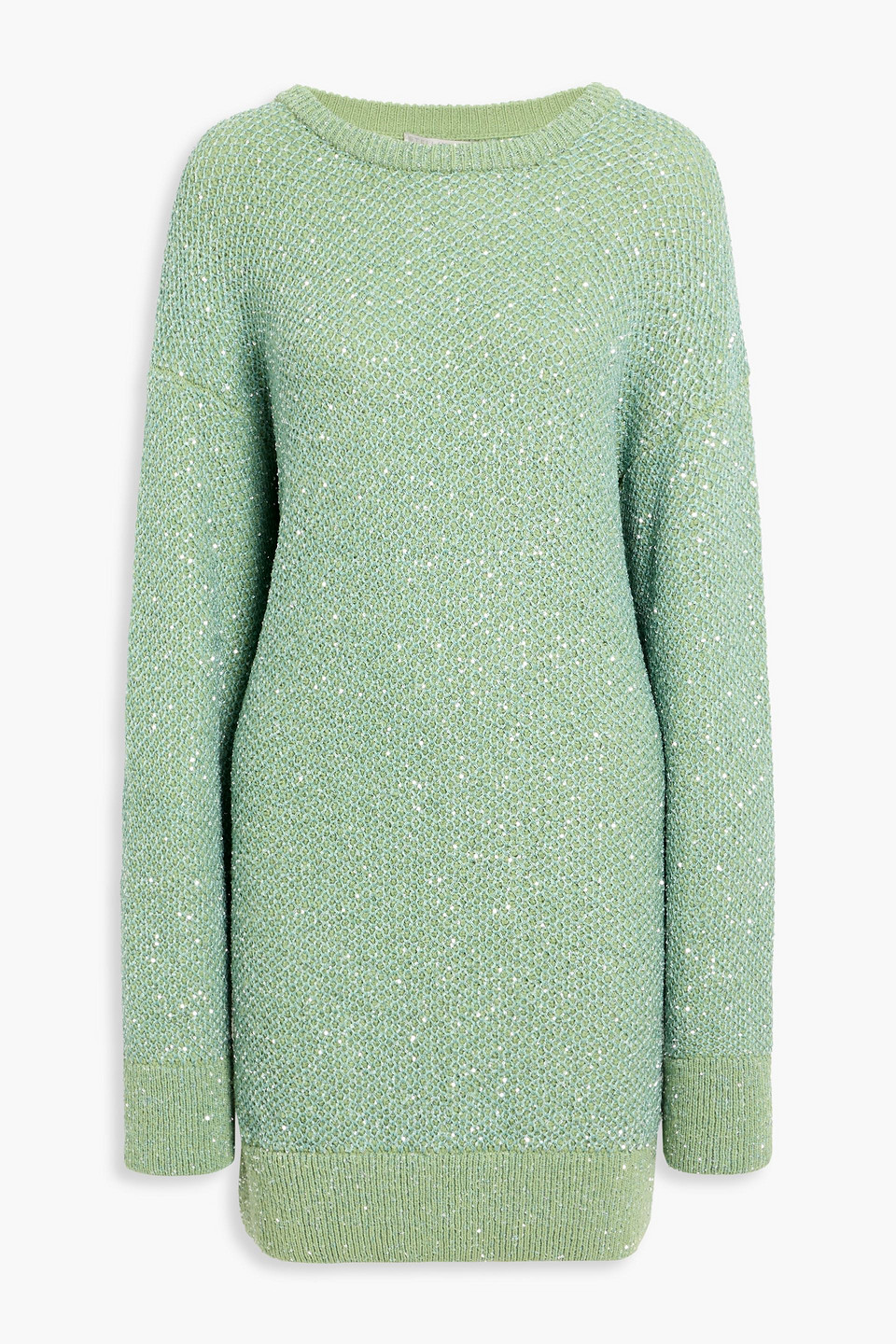 stella mccartney - sequin-embellished wool-blend mini dress - green - l