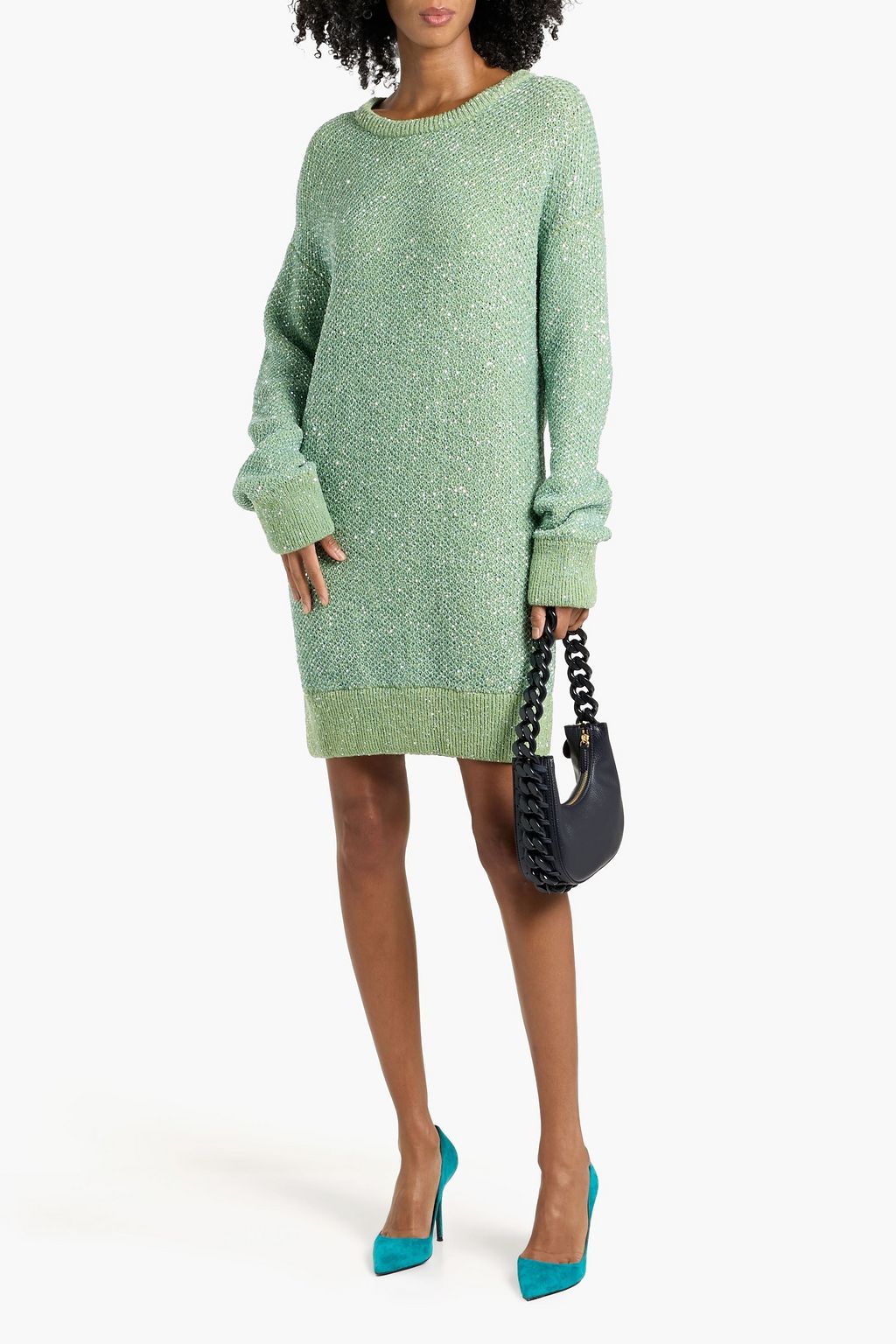 STELLA MCCARTNEY Sequin-embellished wool-blend mini dress