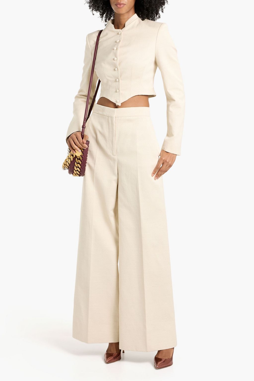 STELLA MCCARTNEY Cropped cotton and linen-blend twill jacket