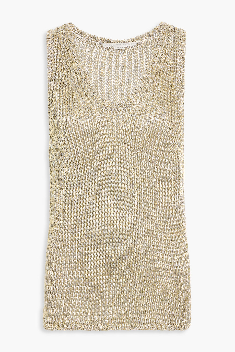 Stella Mccartney Metallic Cotton-blend Tank In Gold
