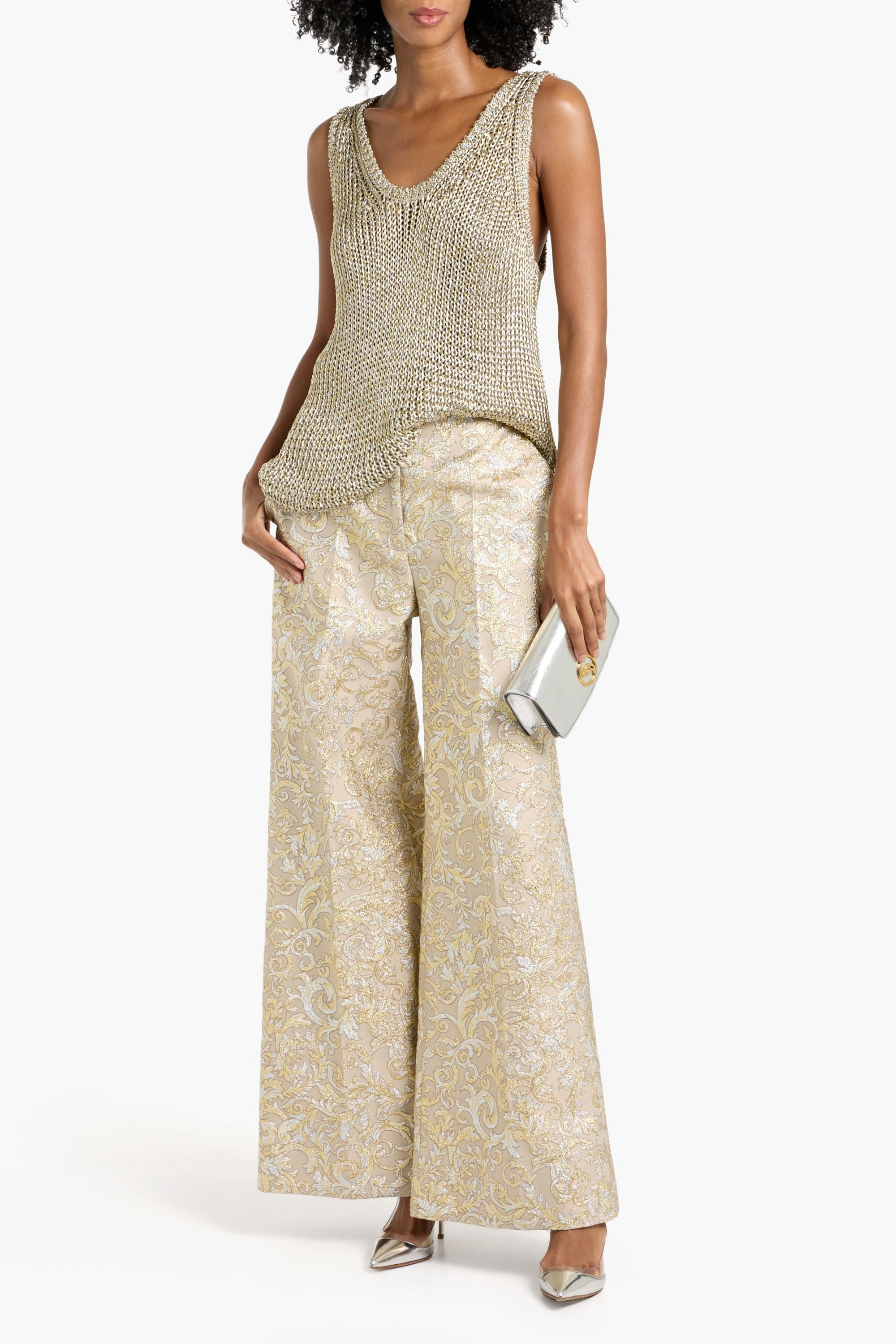 Stella McCartney Metallic cotton-blend tank