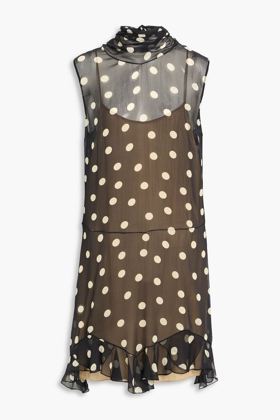 Stella Mccartney Ruffled Polka-dot Silk-georgette Dress In Black