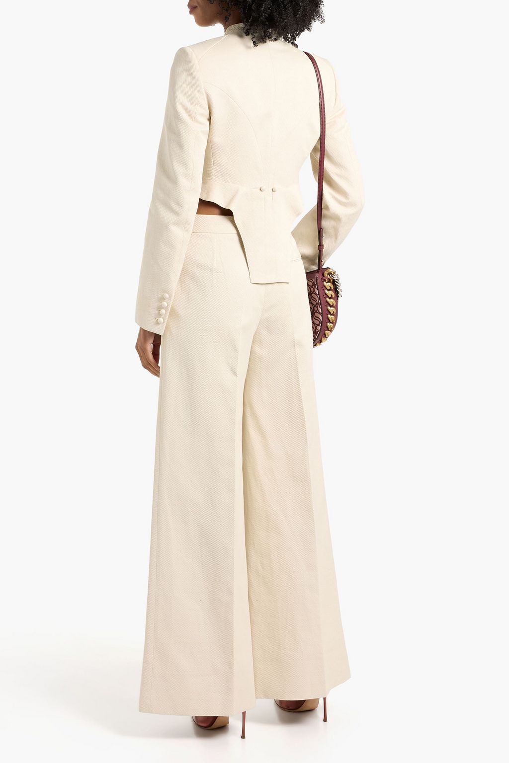 STELLA MCCARTNEY Cotton and linen-blend twill wide-leg pants