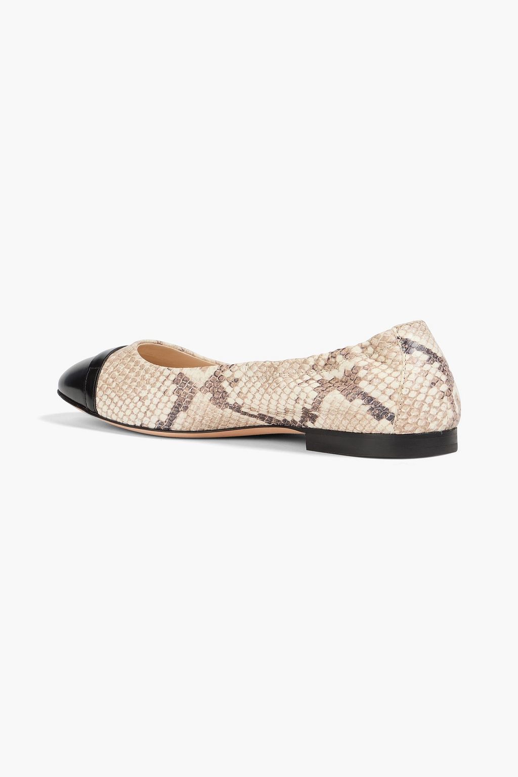 TOD'S Glossed and snake-effect leather ballet flats