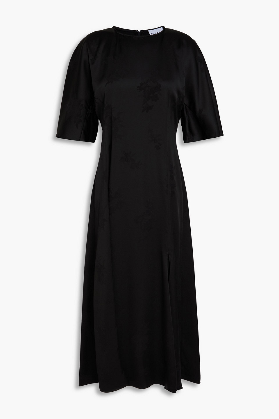 ganni black satin dress Bow-detail satin cocktail dress in black - Ganni