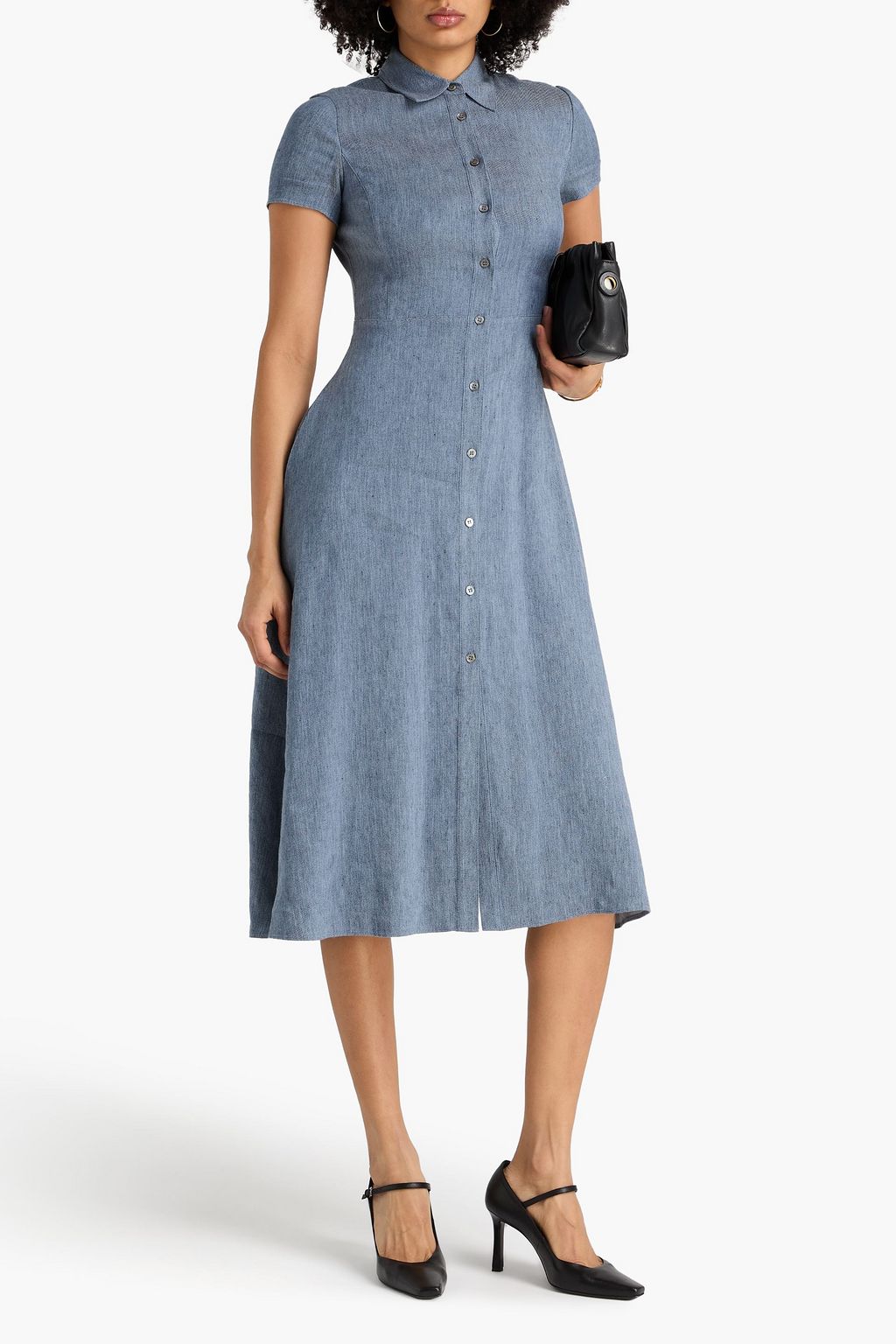 knee length dresses for ladies Theory Women's Military Midi-Dress - Black main image 1