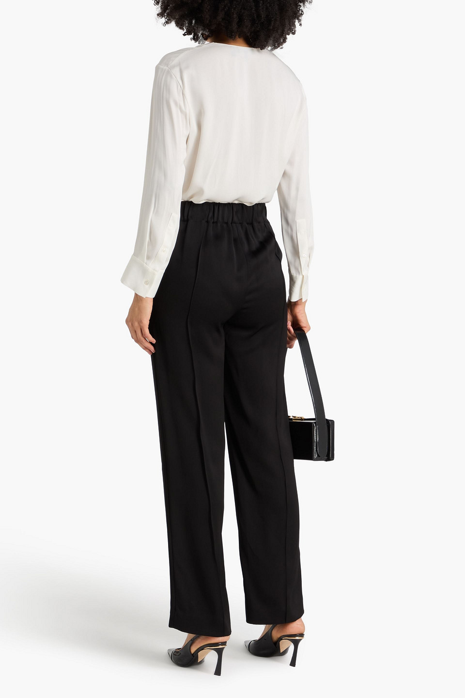  Another Tomorrow - Satinhose Mit Geradem Bein - Schwarz - S 