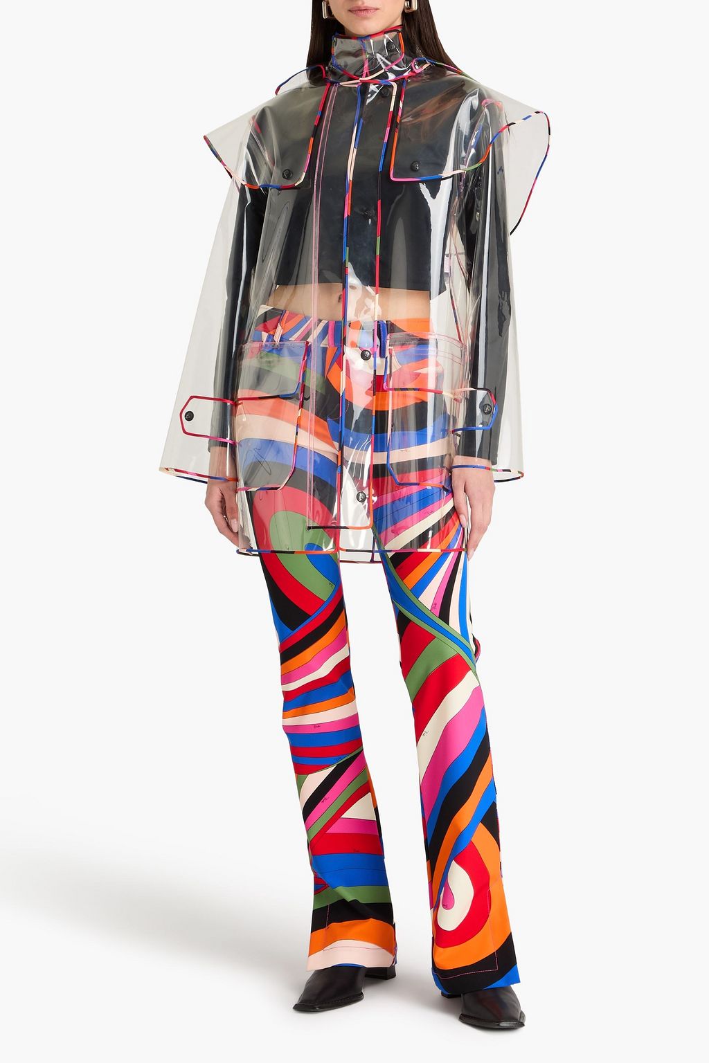 PUCCI プラスティック フード付きレインコート プリント入り
