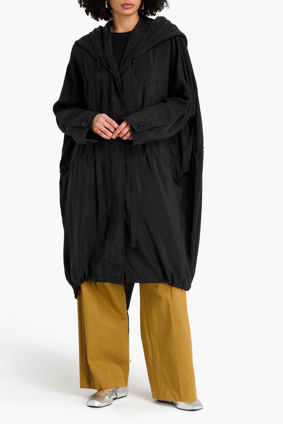 Another Tomorrow - Parka Aus Lyocell Und Shell Mit Kapuze - Schwarz - M 