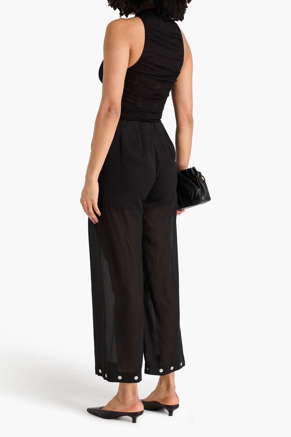  Nanushka - Hose „brenda“ Mit Geradem Bein Aus Organza Aus Einer Cupro-baumwollmischung Mit Nieten - Schwarz - Xs 