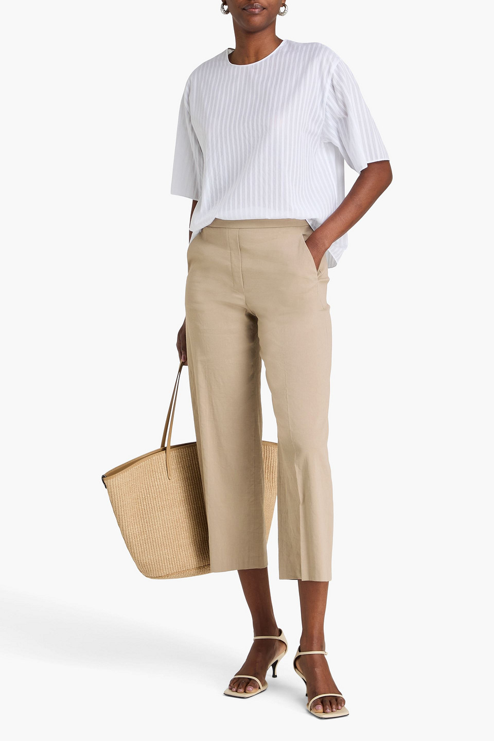  Theory - Caprihose Aus Einer Leinenmischung - Neutral - Us 12 