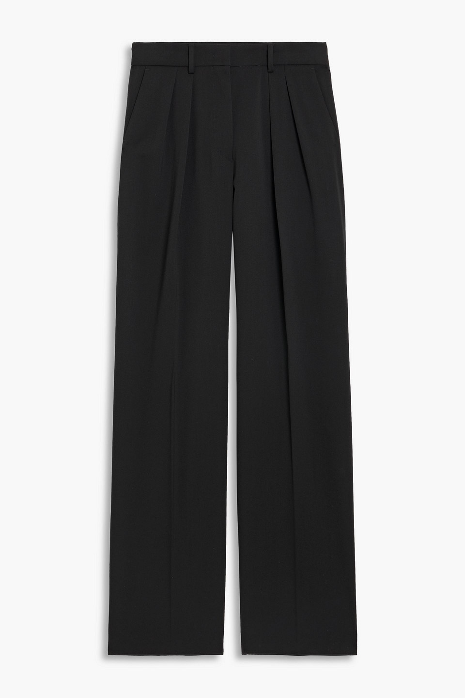 Sportmax Aswan Pleated Wool-blend Straight-leg Pants In Black