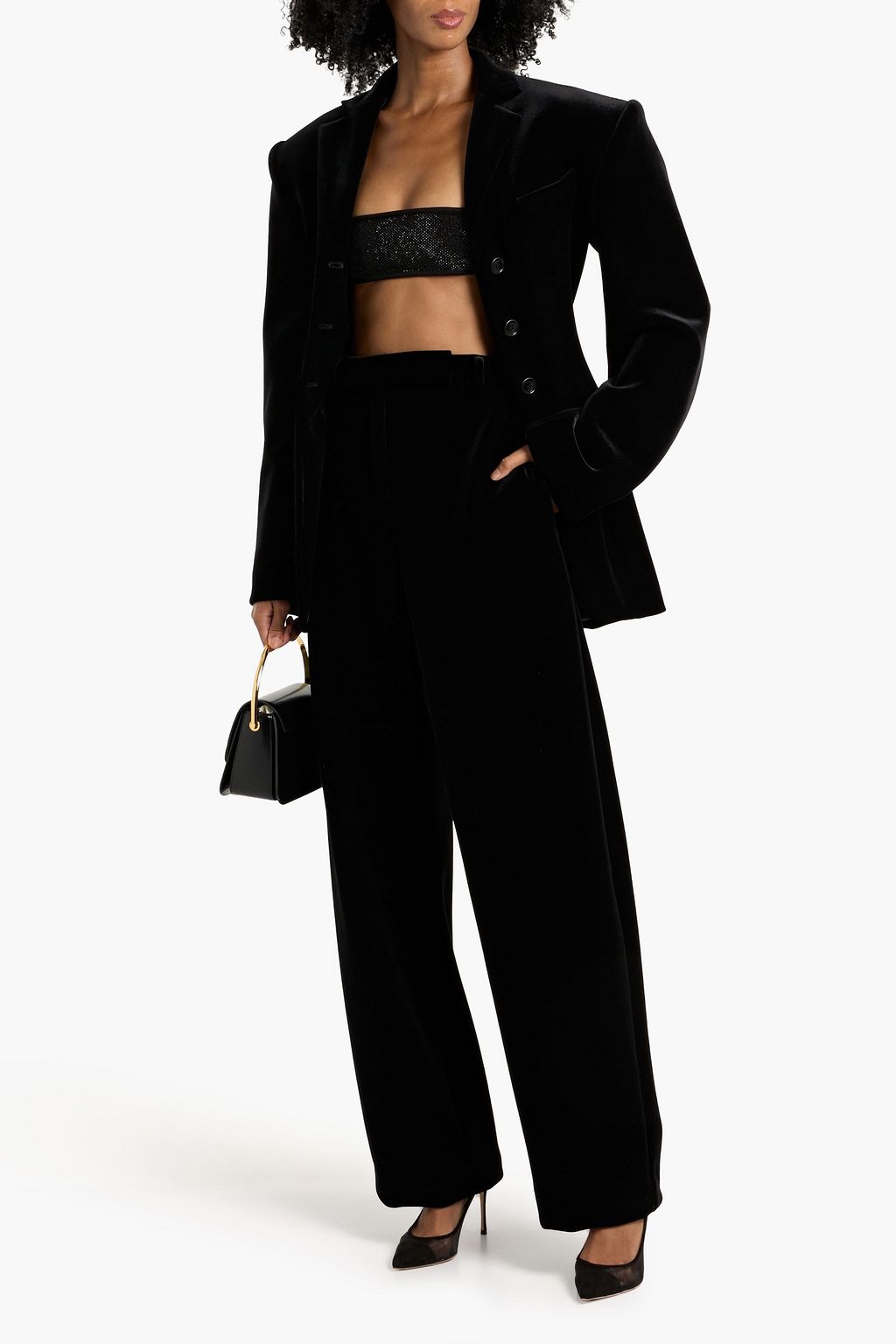SPORTMAX Arte velour wide-leg pants