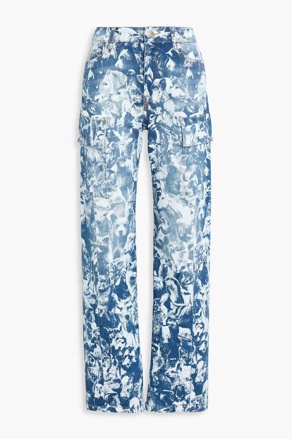 Stella Mccartney Printed High-rise Cargo Jeans In Blue