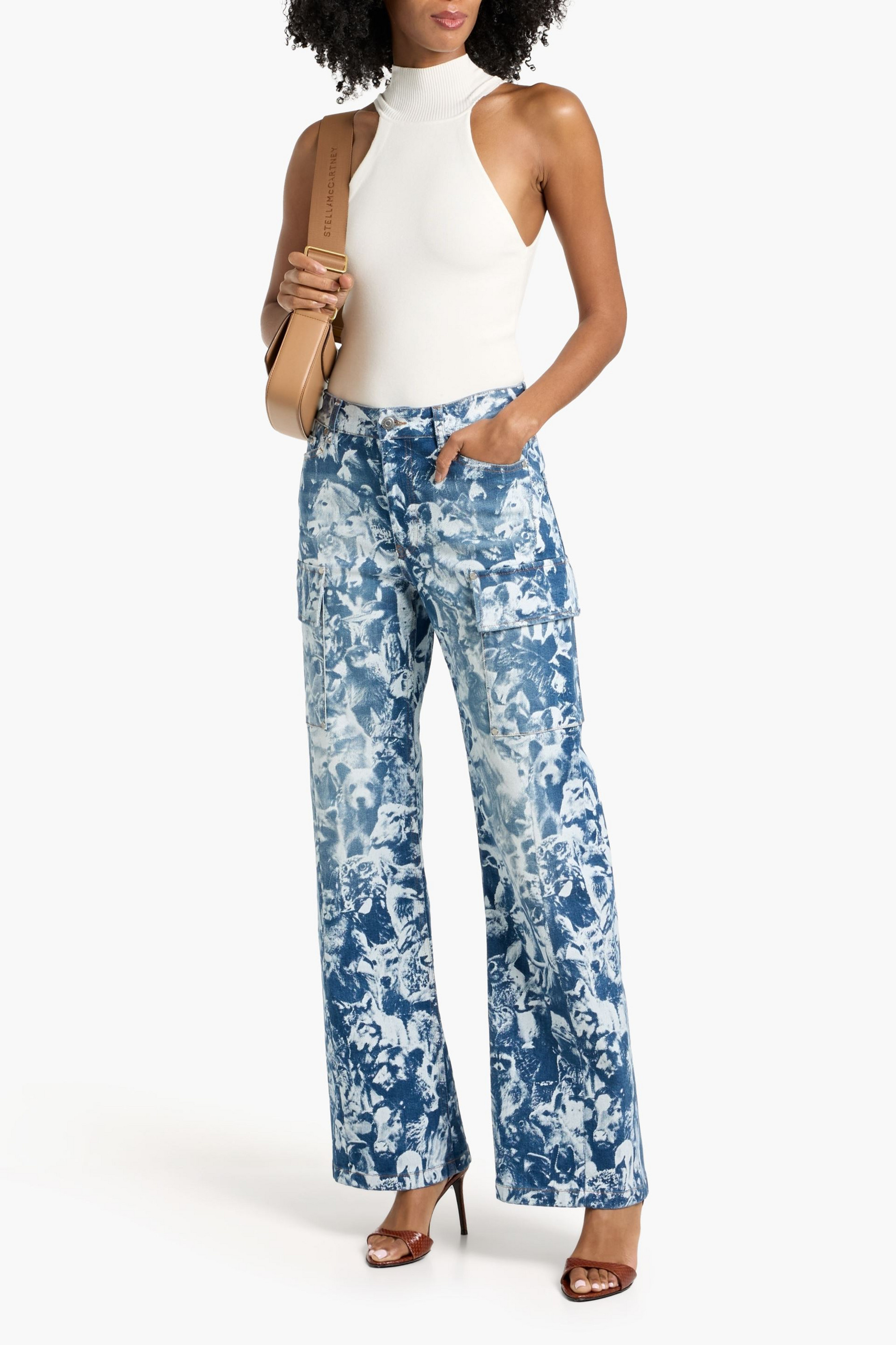 Stella McCartney Printed high-rise cargo jeans